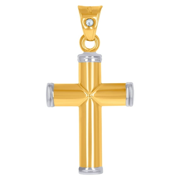 10k Two-tone Gold Unisex Cross Religious Charm Pendant Necklace 36x18.30mm Wide Pendant for Women