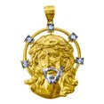 thumbnail image 1 of 10k Two-tone Gold Unisex Cubic Zirconia CZ Jesus Christ Religious Charm Pendant Necklace 47.7x32.2 Pendant for Women, 1 of 2