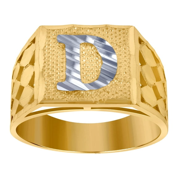 10k Two-tone Gold Unisex Letter Name Personalized Monogram Initial D Band Ring 11.5x5.00mm Wide Size 8.5 Ring for Women
