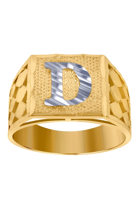 10k Two-tone Gold Unisex Letter Name Personalized Monogram Initial D Band Ring 11.5x5.00mm Wide Size 8.5 Ring for Women