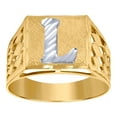 thumbnail image 1 of 10k Two-tone Gold Unisex Letter Name Personalized Monogram Initial L Band Ring 11.8x13.10mm Wide Size 8.5 Ring for Women, 1 of 2