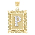 thumbnail image 1 of 10k Two-tone Gold Unisex Sparkle-Cut Letter Name Personalized Monogram Initial P Charm Pendant Necklace 21.1x12.20mm Wid, 1 of 2