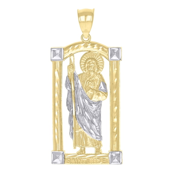 10k Two-tone Gold Unisex St. Jude Religious Charm Pendant