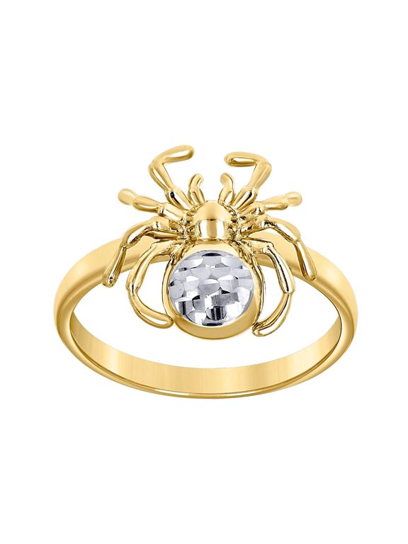 10k Two-tone Gold Womens Brass Spider Ring 13.9x2.2mm Wide Ring for Women - 2.3 Grams