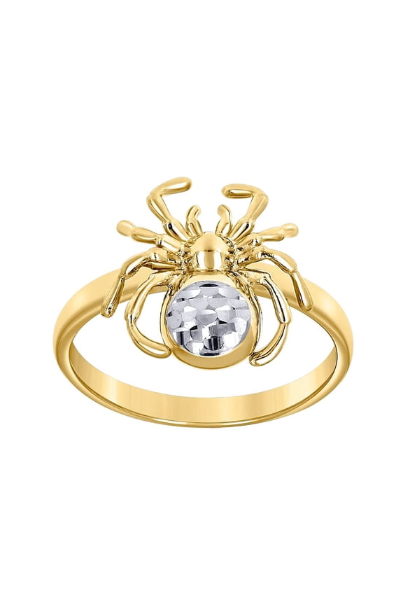 10k Two-tone Gold Womens Brass Spider Ring 13.9x2.2mm Wide Ring for Women - 2.3 Grams
