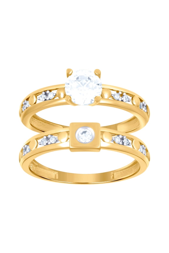 10k Two-tone Gold Womens Cubic Zirconia Duo Bridal Ring Set Ring for Women - 3.2 Grams