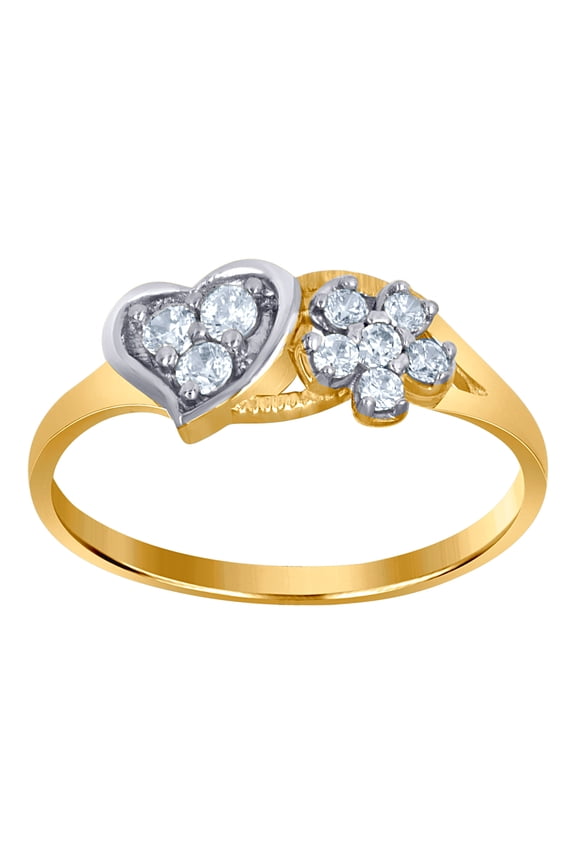 10k Two-tone Gold Womens Cubic Zirconia Five Love Heart Engagement Ring 6.1x11.6mm Wide Statement Ring for Women