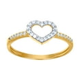 thumbnail image 1 of 10k Two-tone Gold Womens Cubic Zirconia Heart Love Ring 7.4mm Long Statement Ring for Women, 1 of 2