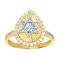 thumbnail image 1 of 10k Two-tone Gold Womens Cubic Zirconia Tear Drop Religious Judaica Star of David Symbols Religious Ring 15.9mm Long Rin, 1 of 2