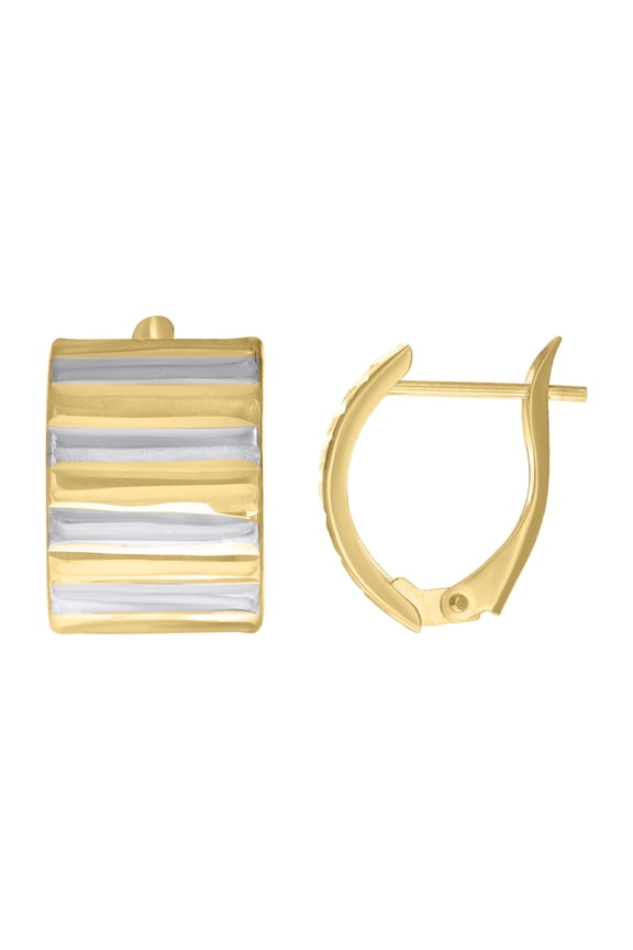 10k Two-tone Gold Womens Fashion Latch Back Earrings