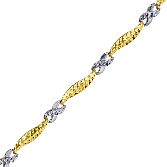 10k Two-tone Gold Womens Infinity Link Bracelet 8 Inch Link Bracelet for Women - 6.0 Grams