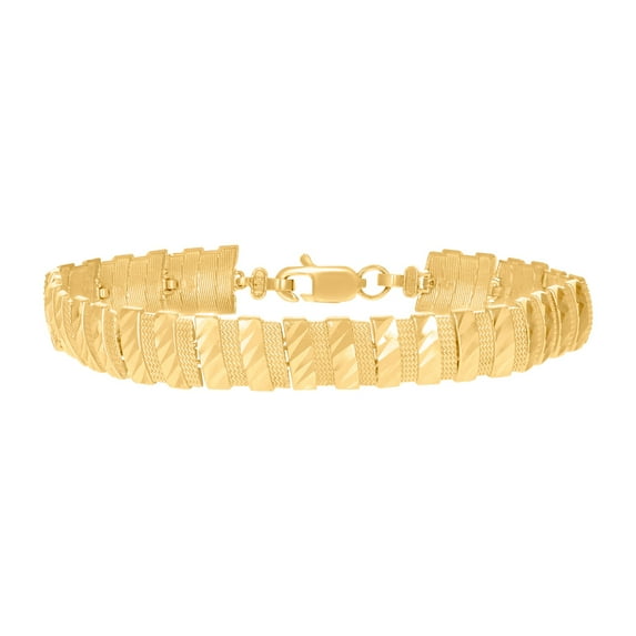 10k Two-tone Gold Womens Mesh Link Bracelet 7 Inch 8.9mm Long Link Bracelet for Women - 7.5 Grams