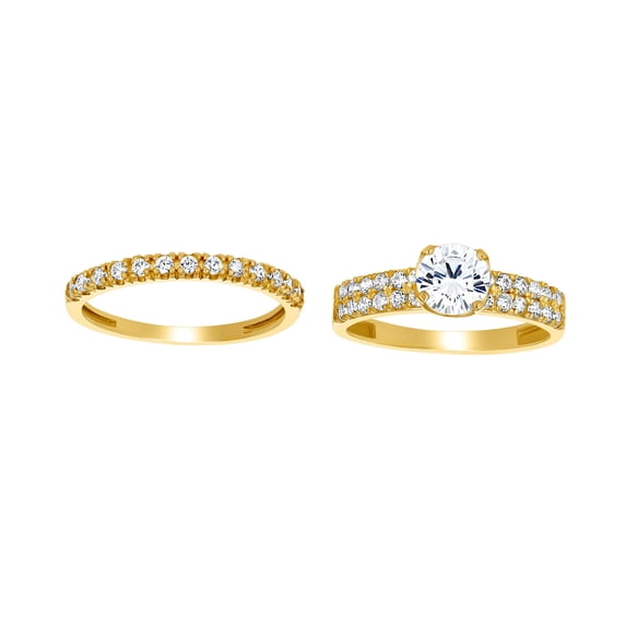 10k Two-tone Gold Womens Round Cubic Zirconia Bridal Ring Set 5.9x3.9mm Wide Ring for Women