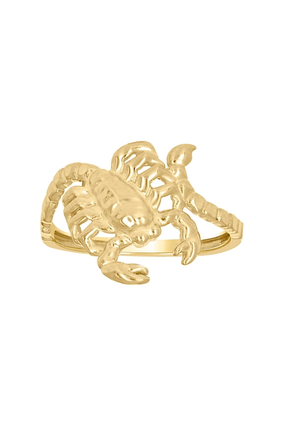 10k Two-tone Gold Womens Scorpion Zodiac Sign Ring 15.4x1.6mm Wide Ring for Women - 1.9 Grams