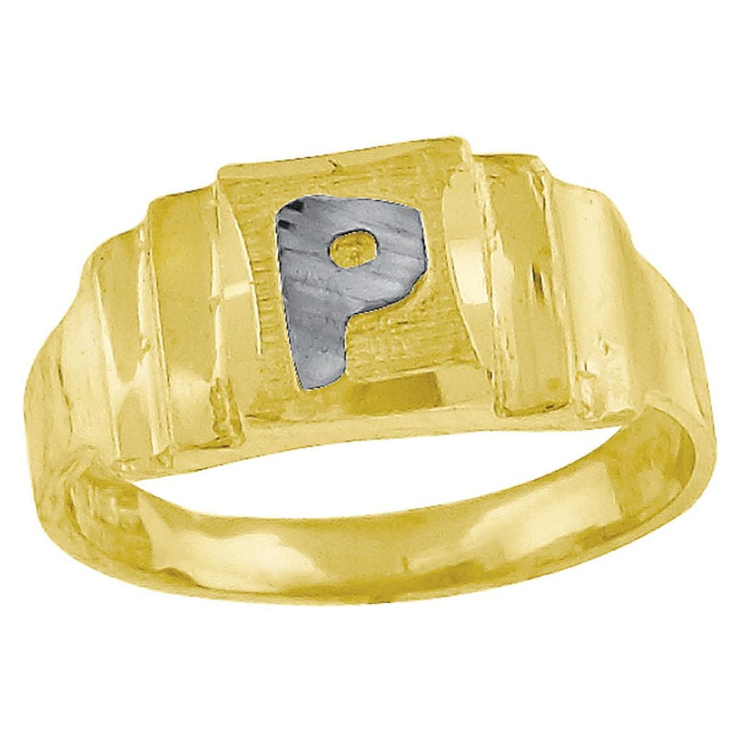 10k Two tone Gold baby for boys or girlsLetter Name Personalized Monogram Initial P Band Ring Measures 6.3x2.50mm Wide S Walmart