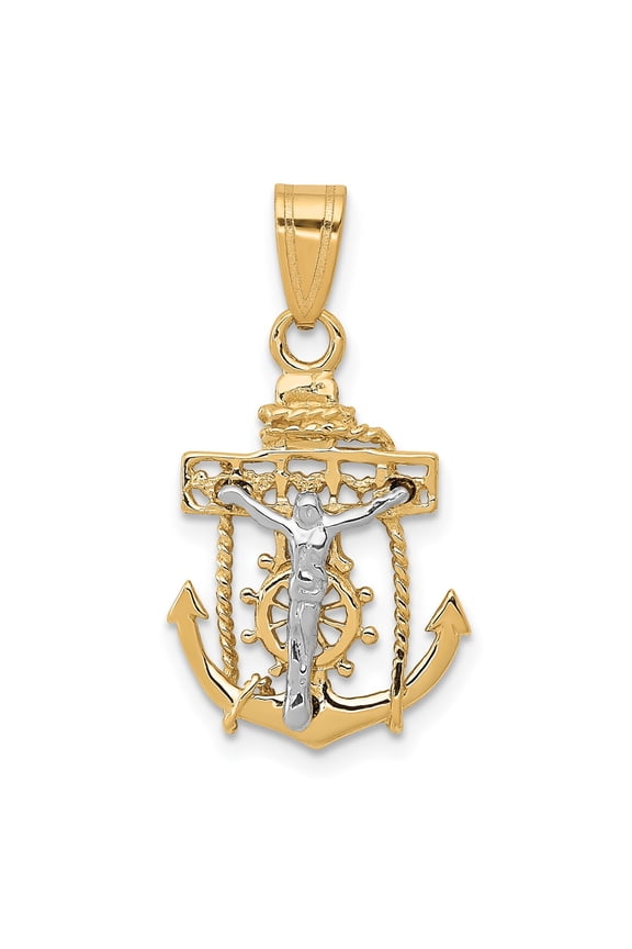10k Two-tone Mariners Cross Pendant