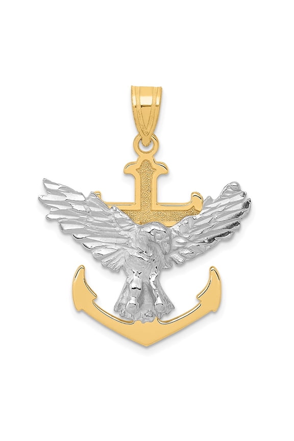 10k Two-tone Mariners Cross w/Eagle Pendant