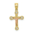 thumbnail image 1 of 10k Two-tone Small Cubic Zirconia Crucifix Pendant, 1 of 3