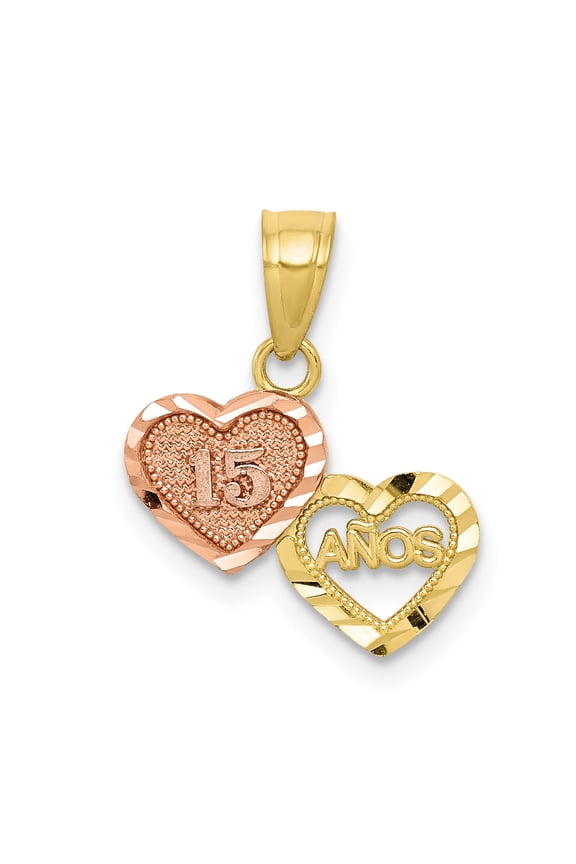 10k Two-tone Small Sweet 15 Charm