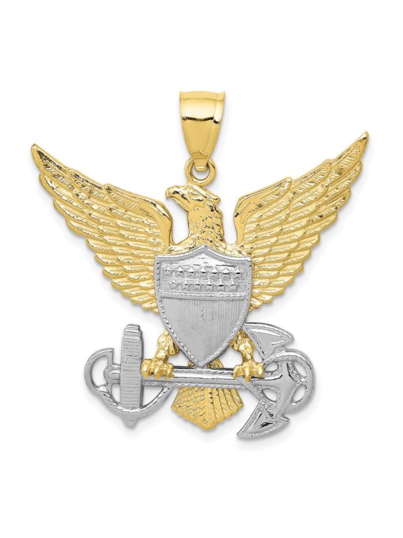 10k Two-tone U.S. Navy Eagle Pendant
