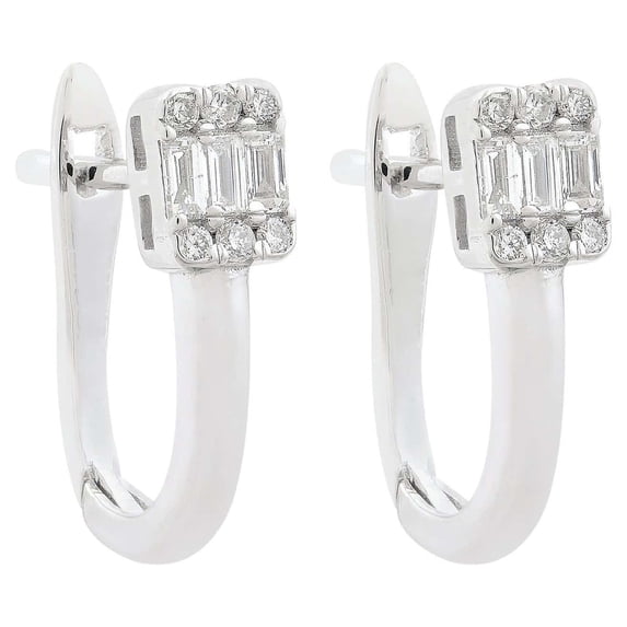 10k White Gold 0.27 Ct. Diamond Hoop Earrings