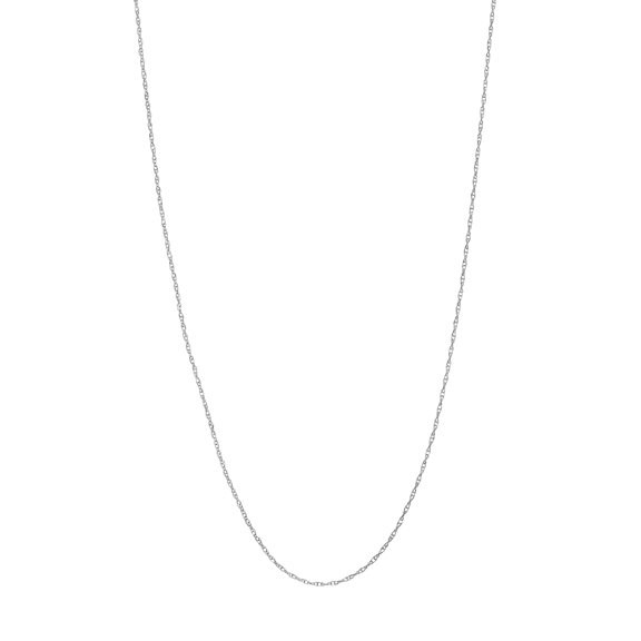 10k White Gold 0.65mm Rope Chain Necklace Spring-Ring Closure 18 Inch Chain Necklace for Women and Men