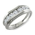 thumbnail image 1 of 10k White Gold 1.00 Carat (ctw) Round Cut Natural White Diamond 7-Stone Mens Anniversary Wedding Band Ring Men's Jewelry (Diamond Color: H-I, Clarity: I2) Ring Size-14, 1 of 6
