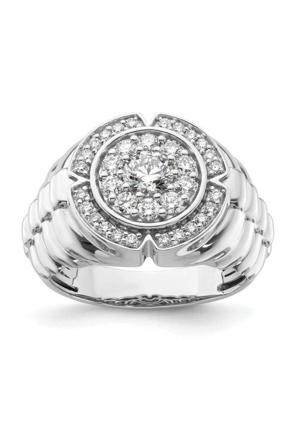 10k White Gold 1 1/5 carat Lab Grown Diamond VS/SI+ G+ Complete Men's Cluster Ring