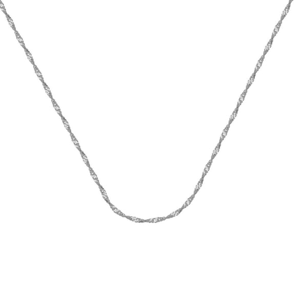 10k White Gold 1.15mm Singapore Chain Necklace Spring Ring Closure - .9 Grams - 18 Inch