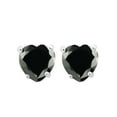 thumbnail image 1 of 10k White Gold 1/2 Carat Created Black Sapphire Heart-Cut Plated Stud Earrings by Paris Jewelry, 1 of 3