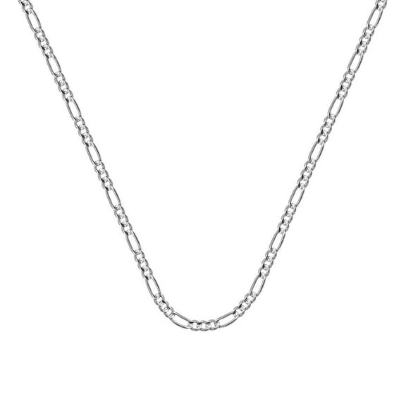 10k White Gold 1.28mm Figaro Chain Necklace Spring Ring Closure - 1.8 Grams - 20 Inch