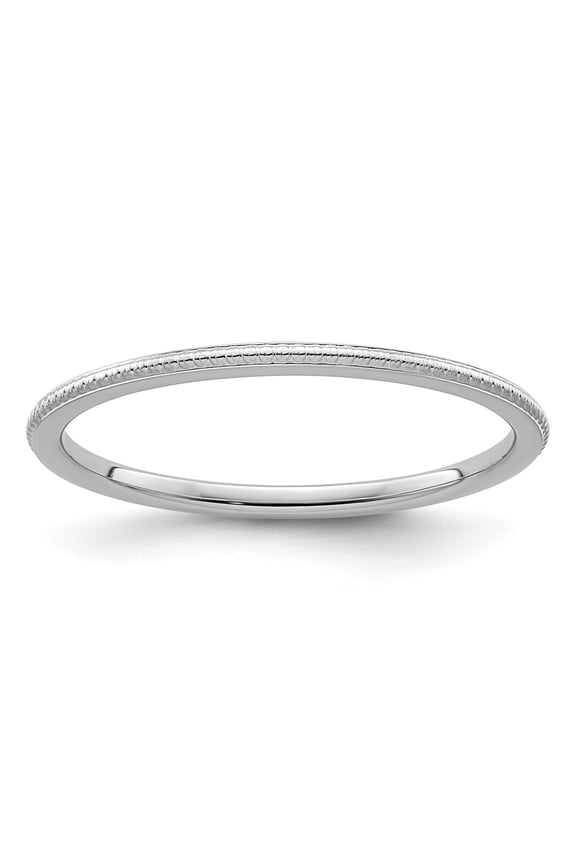 10k White Gold 1.2mm Bead Stackable Band Ring Fine Jewelry For Women Gifts For Her, Size 5