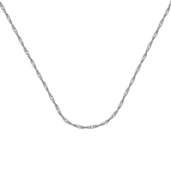 10k White Gold 1.4mm Singapore Chain Necklace Spring Ring Closure - 1.5 Grams - 18 Inch
