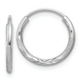 thumbnail image 1 of 10k White Gold 1.5mm Diamond-cut Endless Hoop Earrings, 1 of 3