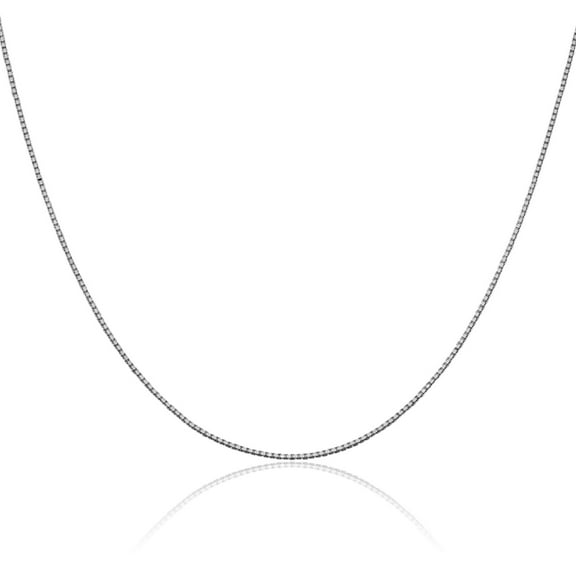 10K Solid White Gold 1mm Box Link Chain Necklace