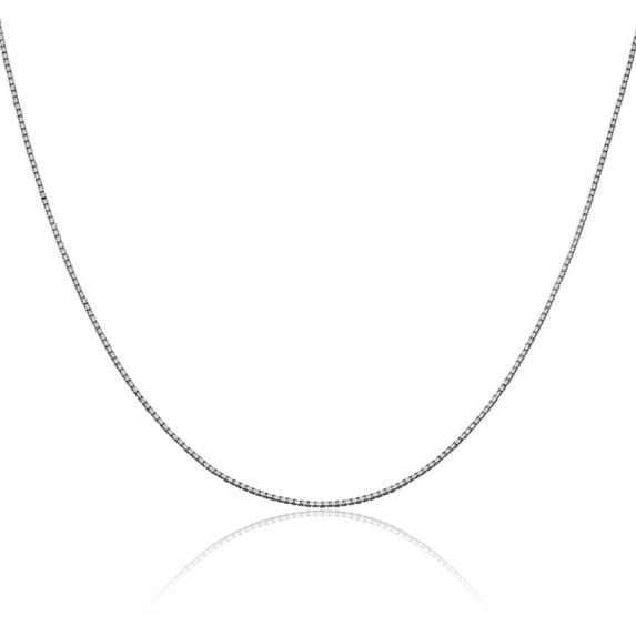 10K Solid White Gold 1mm Box Link Chain Necklace