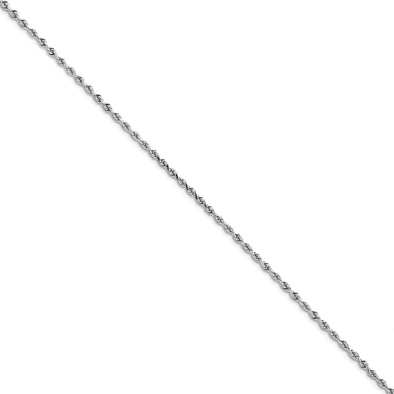 10k White Gold 2.00mm Sparkle-Cut Quadruple Rope Chain Bracelet 8 Inch Link Bracelet for Women and Men
