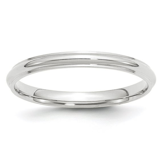 10k White Gold 2.5mm Half Round with Edge Wedding Band Size 13.5 1WHRE025