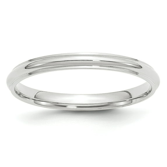10k White Gold 2.5mm Half Round with Edge Wedding Band Size 5.5 1WHRE025
