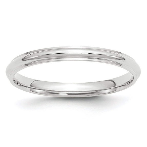 10k White Gold 2.5mm Half Round with Edge Wedding Band Size 7.5 1WHRE025