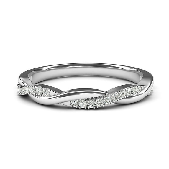 10k White Gold 2.5mm Petite Twisted Vine Simulated Diamond Ring Wedding Band Matching Ring (8)