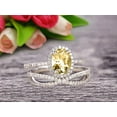 thumbnail image 1 of 10k White Gold 2.75 Carat 8x6mm Oval Cut Champagne Diamond Moissanite Engagement Rings With Twisted Wedding Band Diamonds Halo Design, 1 of 5