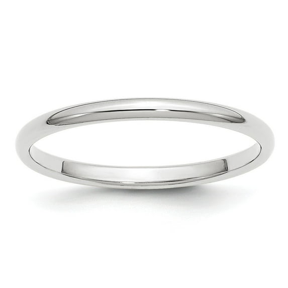 10k White Gold 2mm Half Round Band Size 8.5 Ring