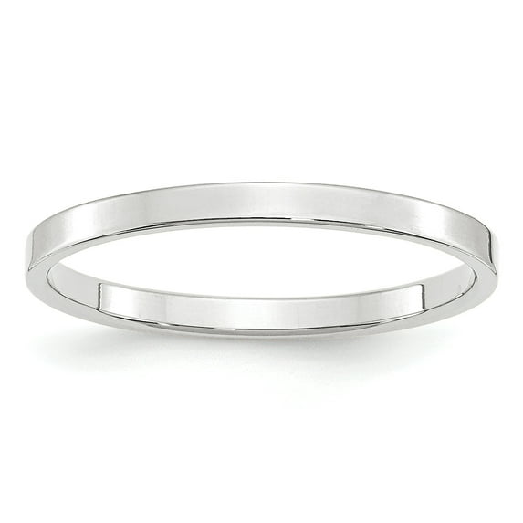 10k White Gold 2mm Lightweight Flat Band Size 14