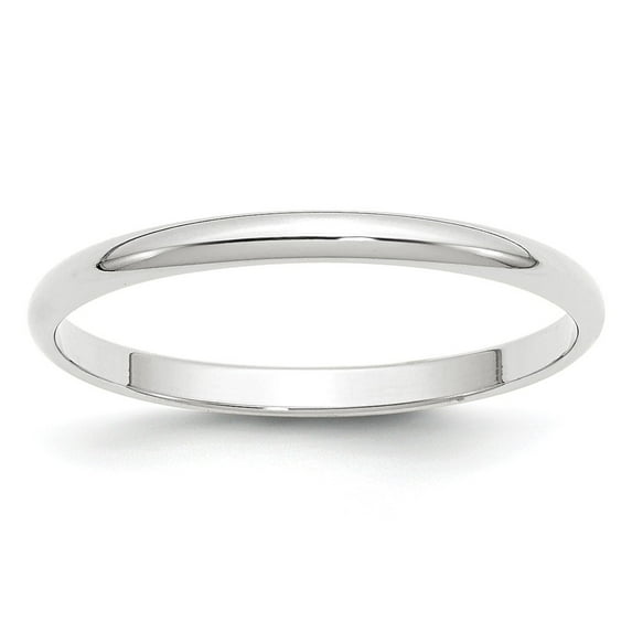 10k White Gold 2mm Lightweight Half Round Wedding Band Size 14