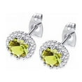 thumbnail image 1 of 10k White Gold 3 Ct Created Halo Round Yellow Sapphire Stud Earrings Plated, 1 of 2