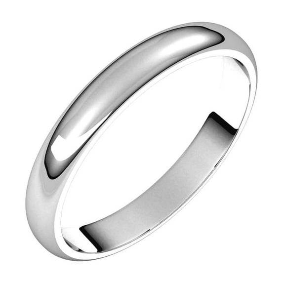 10k White Gold 3mm Half Round Band Ring Size 8.5 Ring for Women and Men - 2.3 Grams