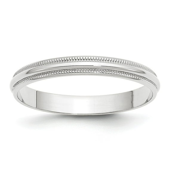 10k White Gold 3mm Lightweight Milgrain Half Round Wedding Band Size 11