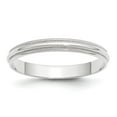thumbnail image 1 of 10k White Gold 3mm Lightweight Milgrain Half Round Wedding Band Size 12.5 1WML030, 1 of 4