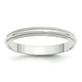 thumbnail image 1 of 10k White Gold 3mm Lightweight Milgrain Half Round Wedding Band Size 8, 1 of 1